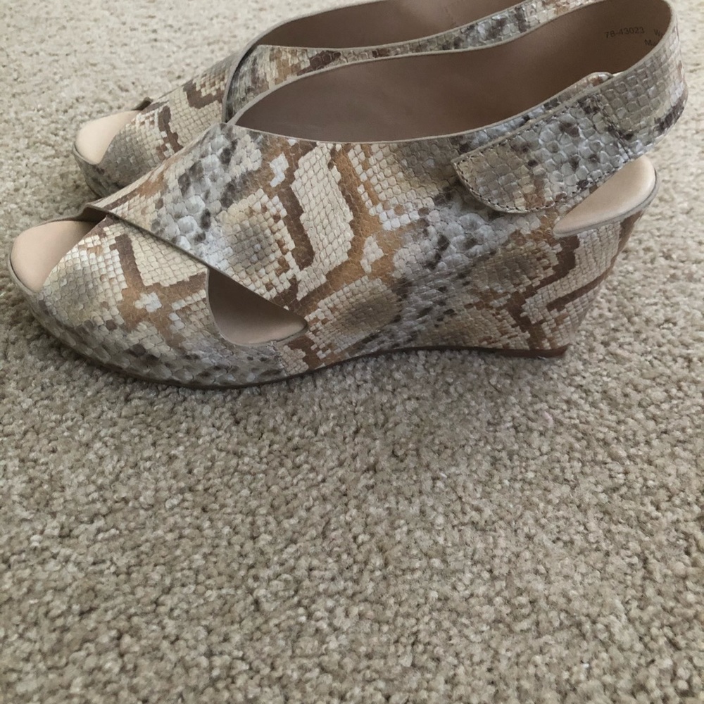 Leather snake print wedges